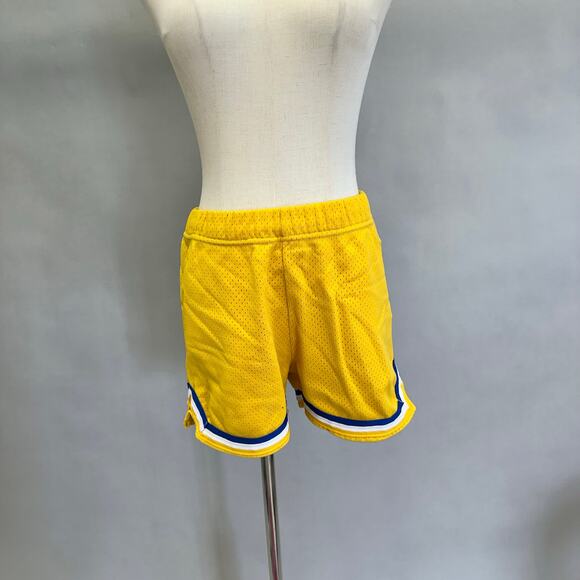 Vintage 70s varsity style mesh basketball gym shorts yellow nylon Size Medium - Picture 1 of 16